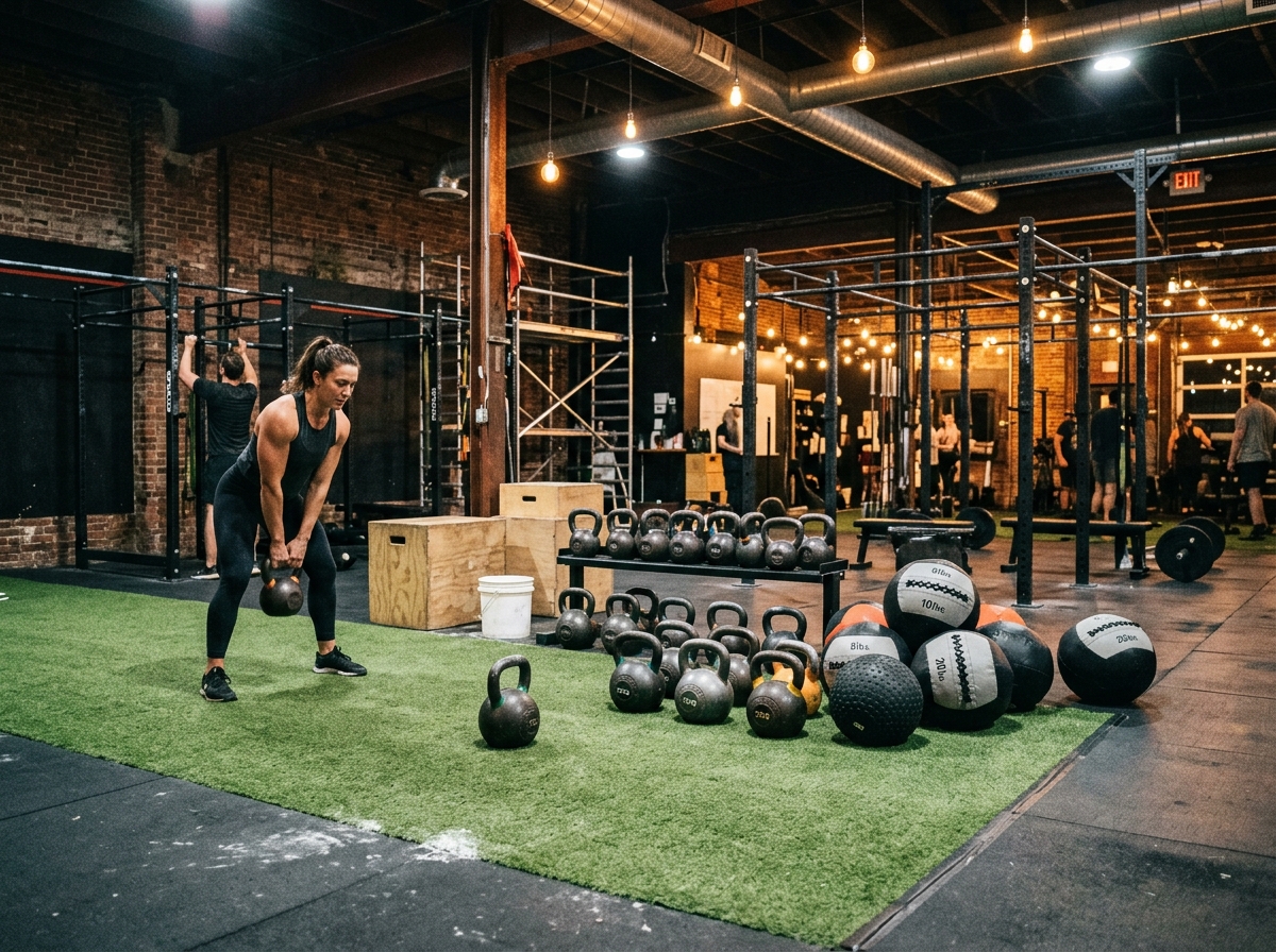 Functional fitness kettlebell and conditioning area